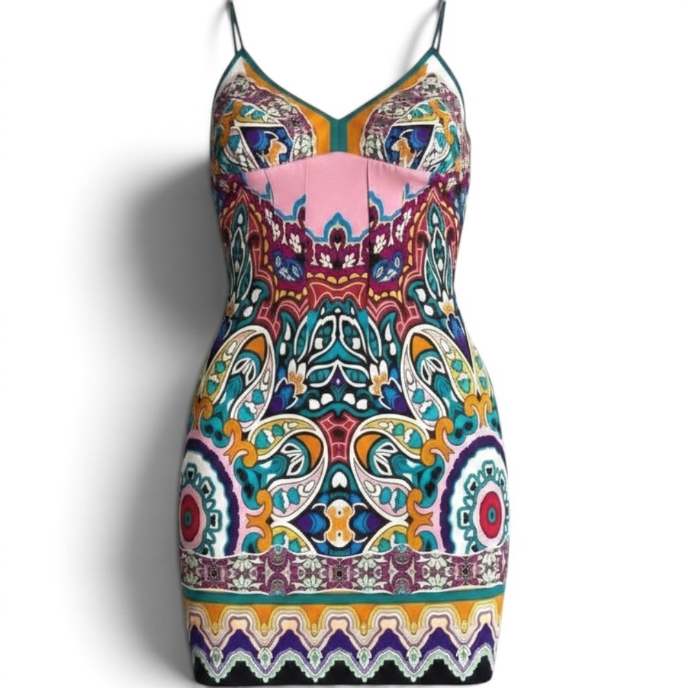 Mixit Slip Dress Womens 4 Satin Zip Festive V=neck Poly Blend 34-37"L